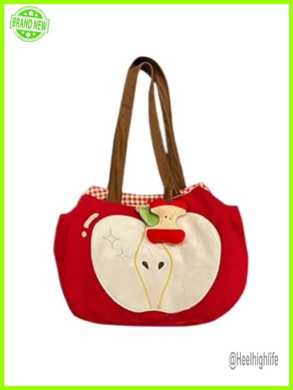 Corduroy Tote Bag Whimsical Fruit Shoulder Purse Kawaii Handbag